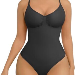 Sleek Black Seamless Shapewear Bodysuit - Women's Support